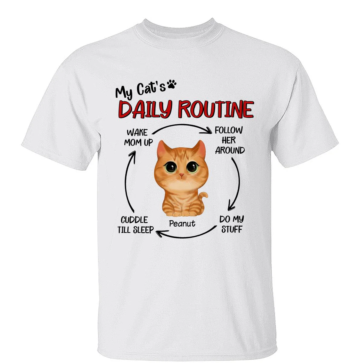 My Cats Daily Routine Cycle Watercolor Cute Cat Personalized Shirt