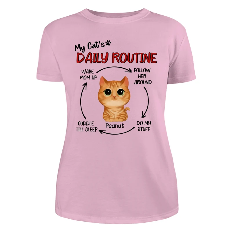 My Cats Daily Routine Cycle Watercolor Cute Cat Personalized Shirt - Image 11