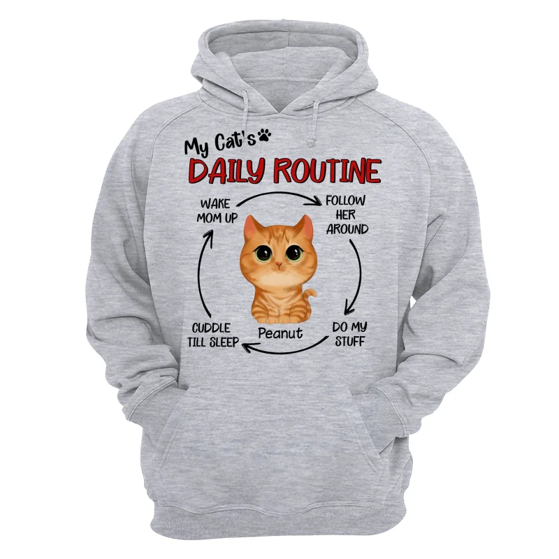 My Cats Daily Routine Cycle Watercolor Cute Cat Personalized Shirt - Image 14
