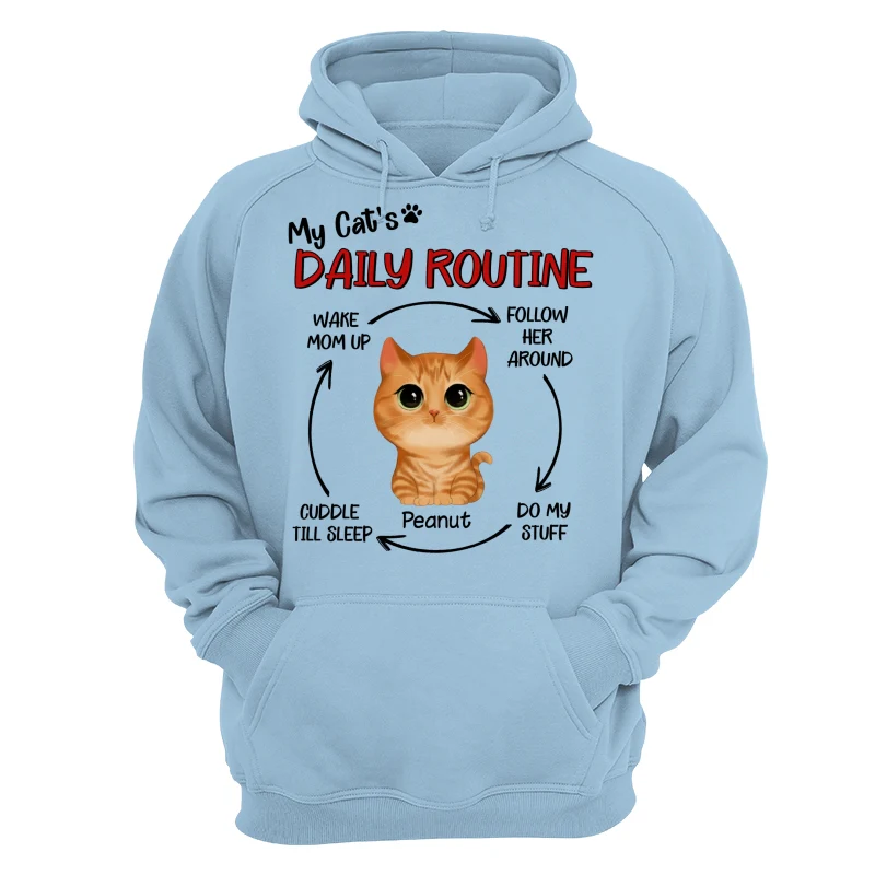 My Cats Daily Routine Cycle Watercolor Cute Cat Personalized Shirt - Image 16