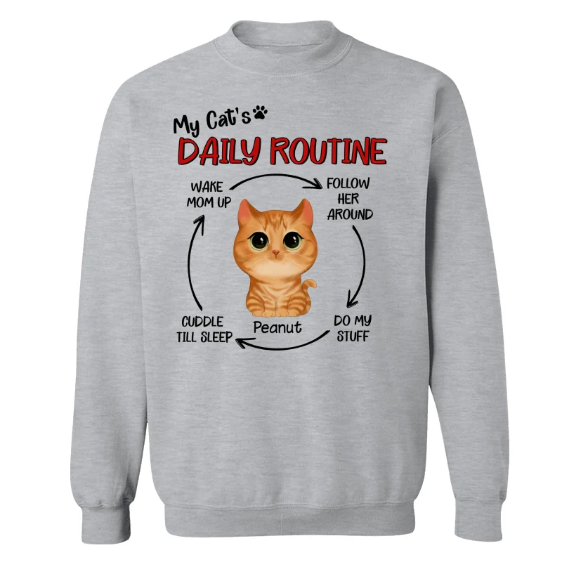 My Cats Daily Routine Cycle Watercolor Cute Cat Personalized Shirt - Image 18