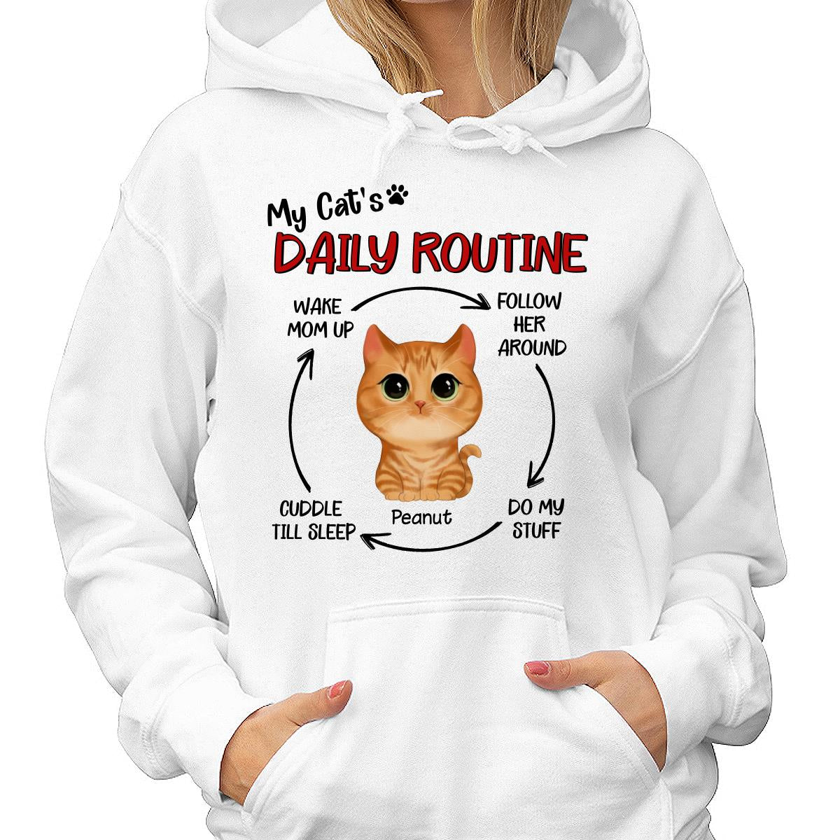 My Cats Daily Routine Cycle Watercolor Cute Cat Personalized Shirt - Image 4