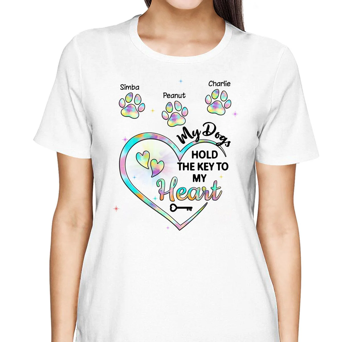My Dogs Hold Key To My Heart Dog Mom Patterned Personalized Shirt - Image 2