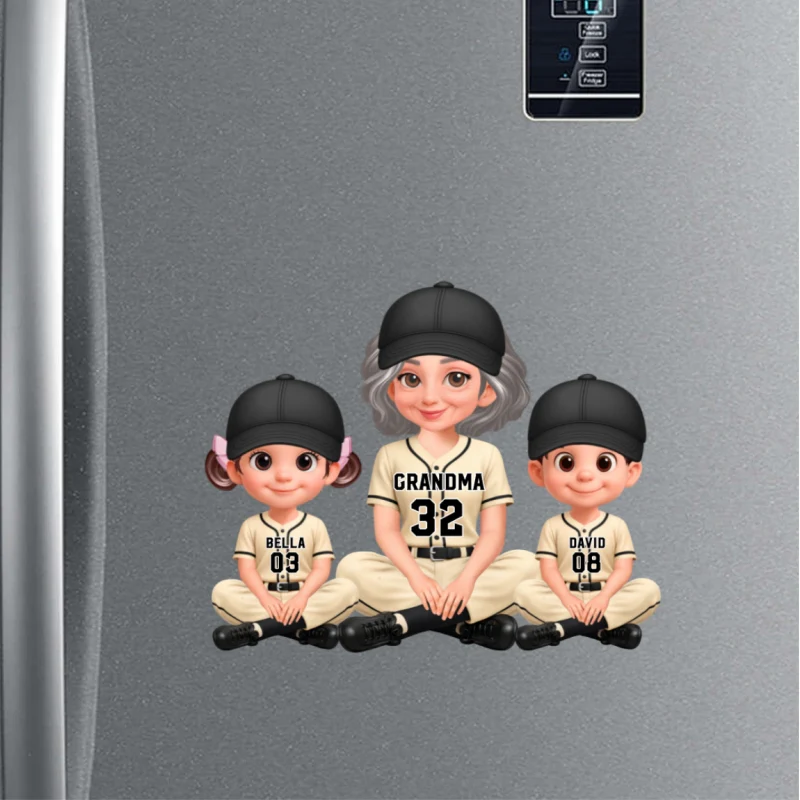 My Favorite Baseball Players Call Me Grandma - Personalized Acrylic Fridge Magnet - Mother's Day Gift For Grandma, Mom - Image 13