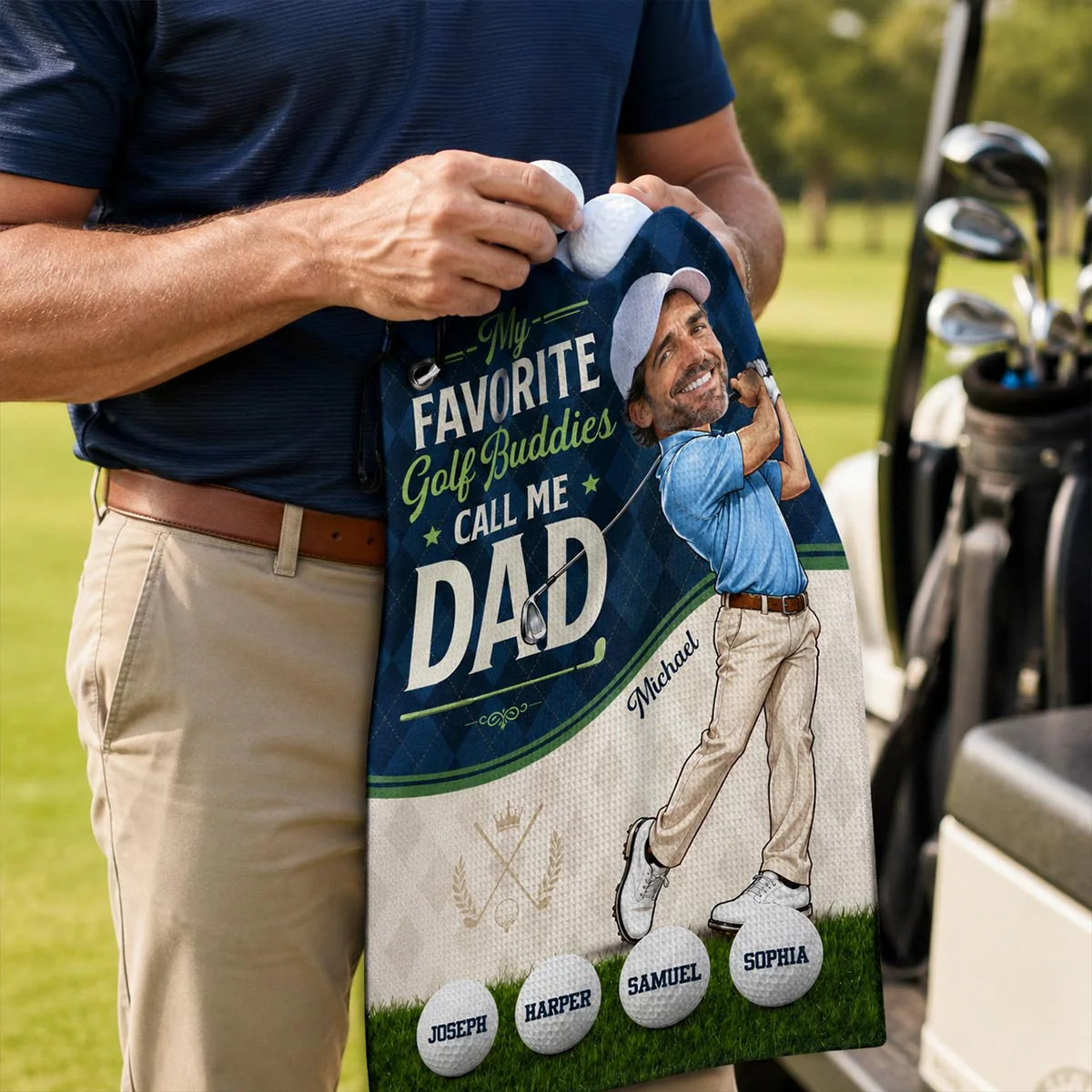 My Favorite Golf Buddies Call Me Dad Grandpa Custom Photo - Personalized Golf Towel - Father's Day Gift For Golfers, Husband, Dad, Grandpa - Image 4
