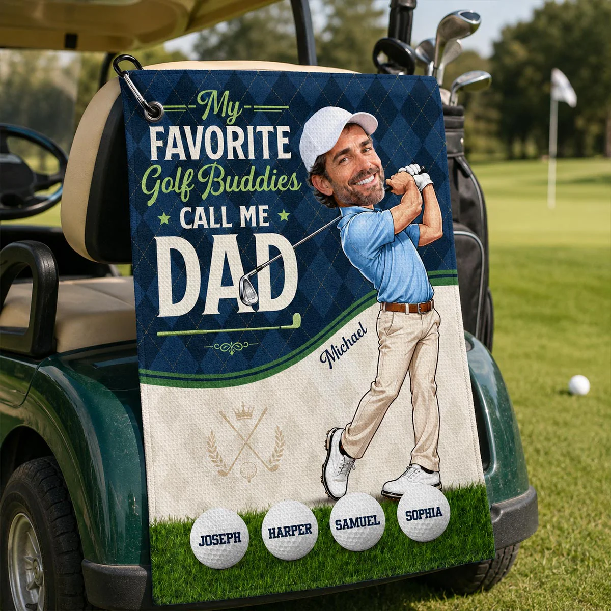 My Favorite Golf Buddies Call Me Dad Grandpa Custom Photo - Personalized Golf Towel - Father's Day Gift For Golfers, Husband, Dad, Grandpa - Image 6