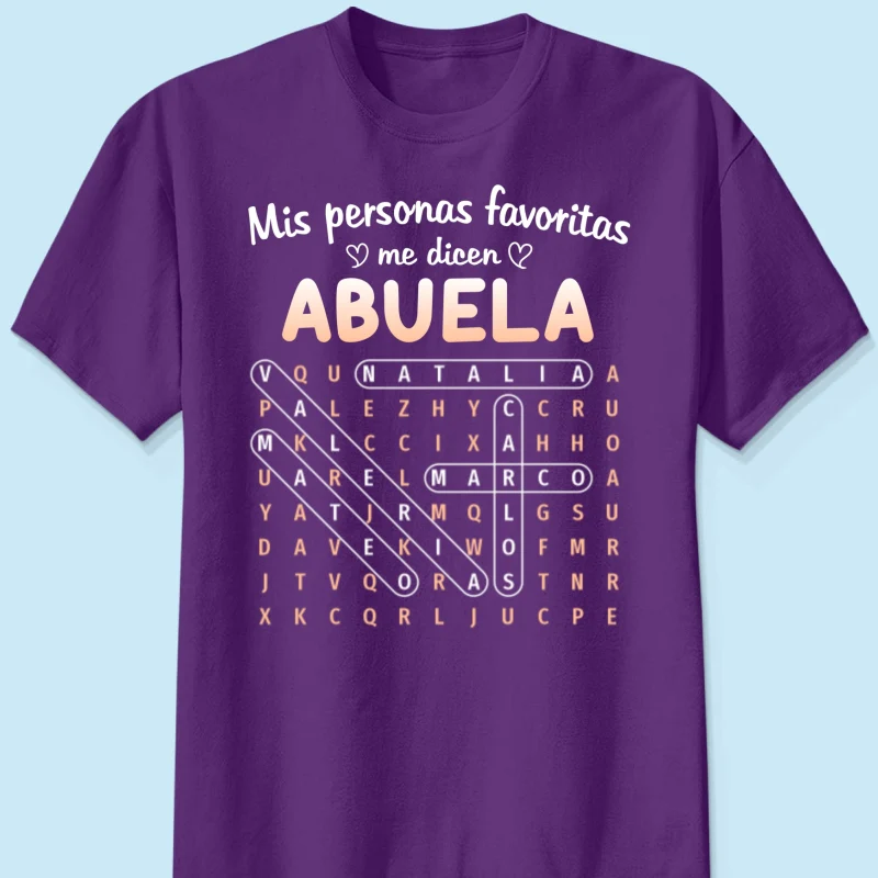 My Favorite People Call Me Abuela Word Search Puzzle - Personalized Shirt - Mother's Day Gift for Spanish Grandma - Image 16