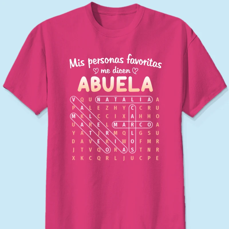 My Favorite People Call Me Abuela Word Search Puzzle - Personalized Shirt - Mother's Day Gift for Spanish Grandma - Image 17