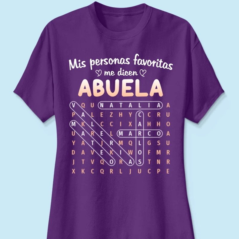 My Favorite People Call Me Abuela Word Search Puzzle - Personalized Shirt - Mother's Day Gift for Spanish Grandma - Image 20