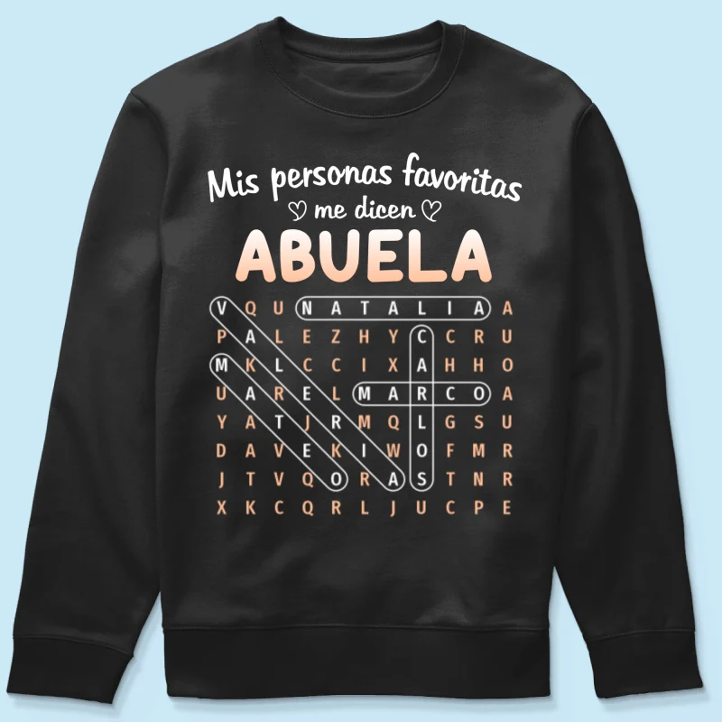 My Favorite People Call Me Abuela Word Search Puzzle - Personalized Shirt - Mother's Day Gift for Spanish Grandma - Image 22