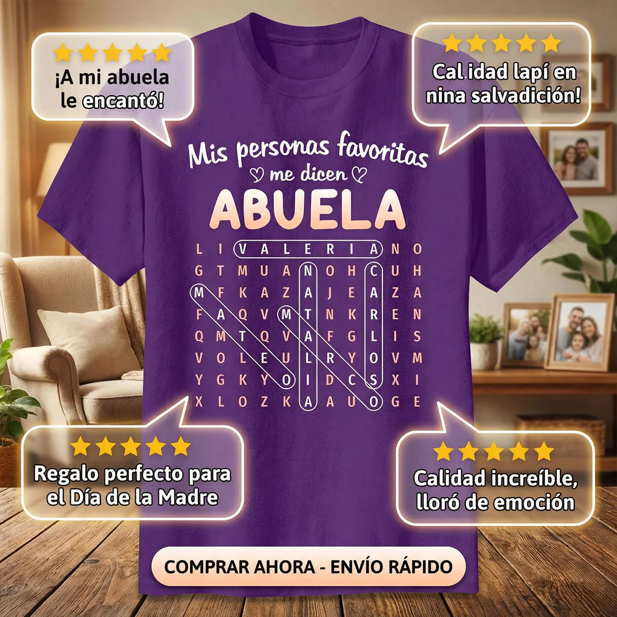 My Favorite People Call Me Abuela Word Search Puzzle - Personalized Shirt - Mother's Day Gift for Spanish Grandma - Image 5