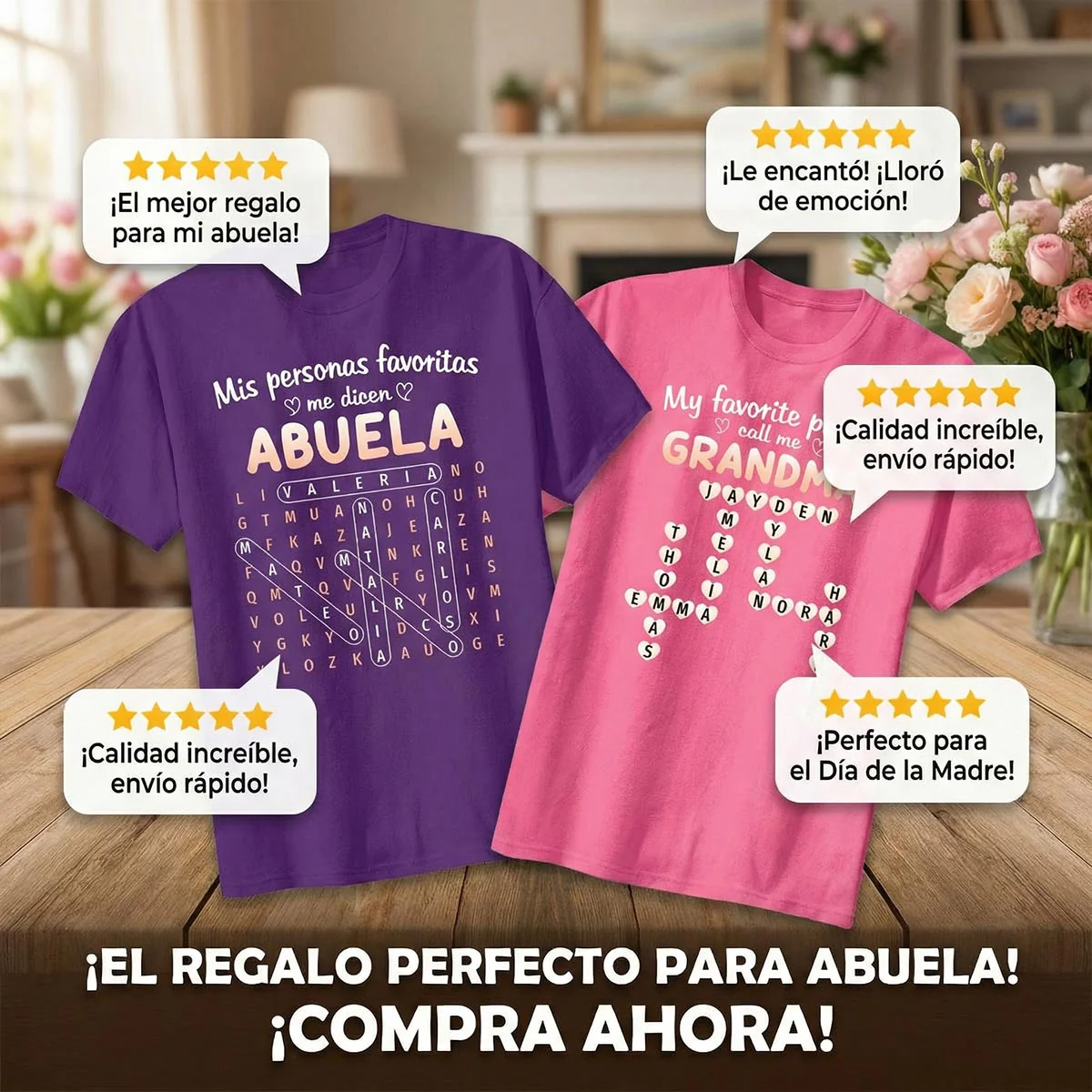 My Favorite People Call Me Abuela Word Search Puzzle - Personalized Shirt - Mother's Day Gift for Spanish Grandma - Image 7