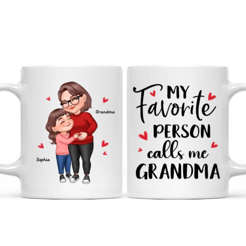 My Favorite People Call Me Grandma Cartoon Grandma Grandkids Hugging Personalized Mug - Image 6