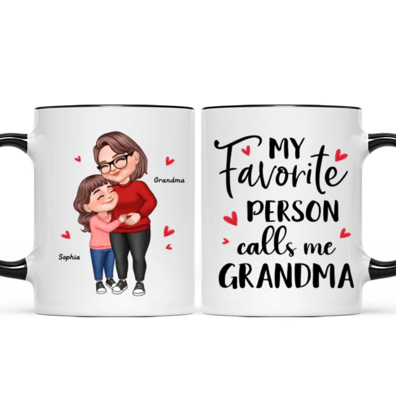 My Favorite People Call Me Grandma Cartoon Grandma Grandkids Hugging Personalized Mug - Image 8