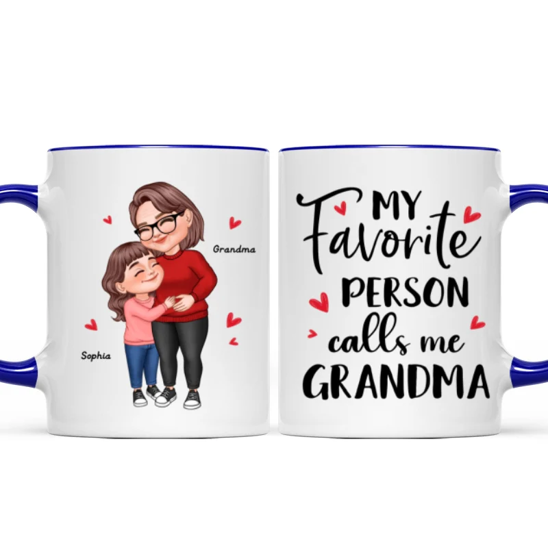 My Favorite People Call Me Grandma Cartoon Grandma Grandkids Hugging Personalized Mug - Image 9
