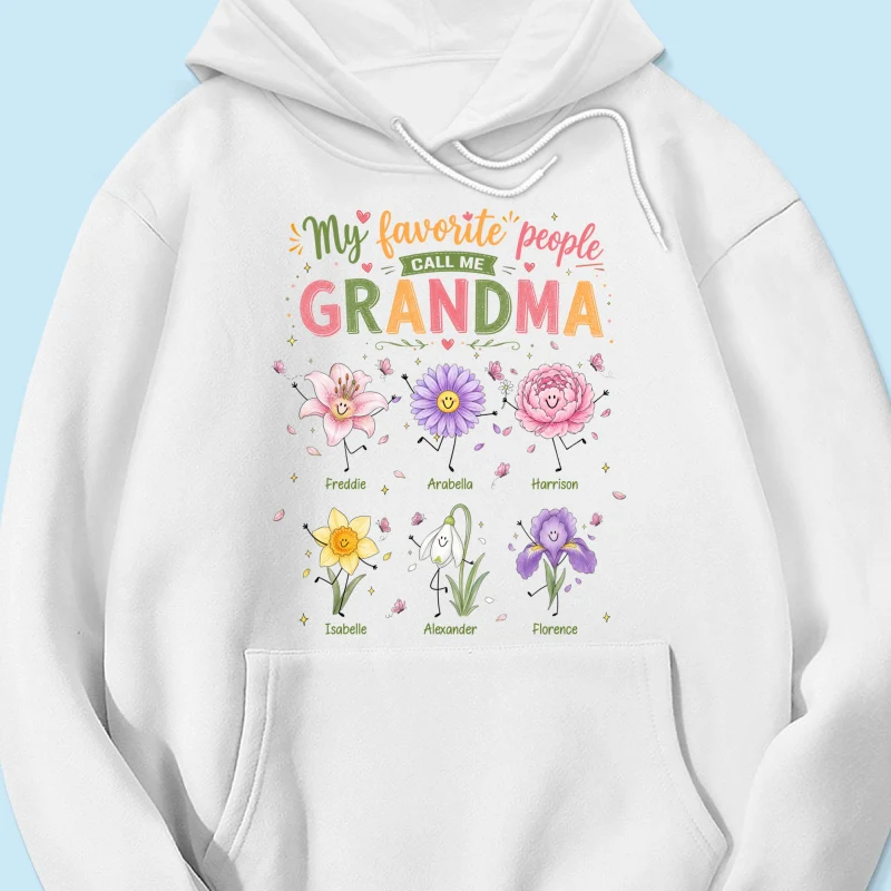 My Favorite People Call Me Grandma Cute Doodle Birth Month Flower - Personalized Shirt - Heartfelt Gift For Grandma, Mom - Image 20