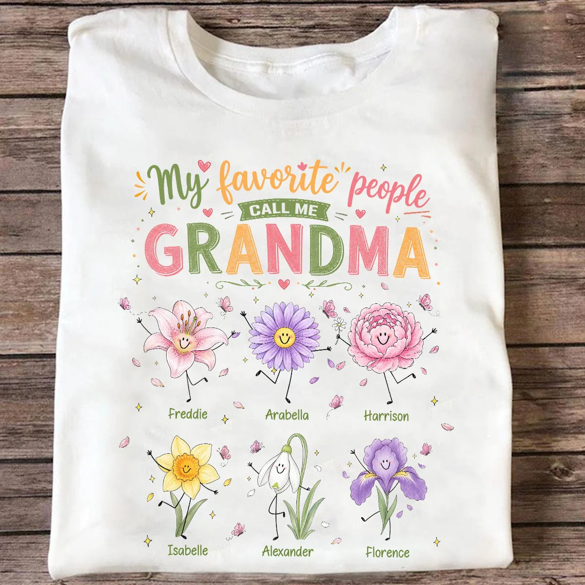 My Favorite People Call Me Grandma Cute Doodle Birth Month Flower - Personalized Shirt - Heartfelt Gift For Grandma, Mom - Image 5