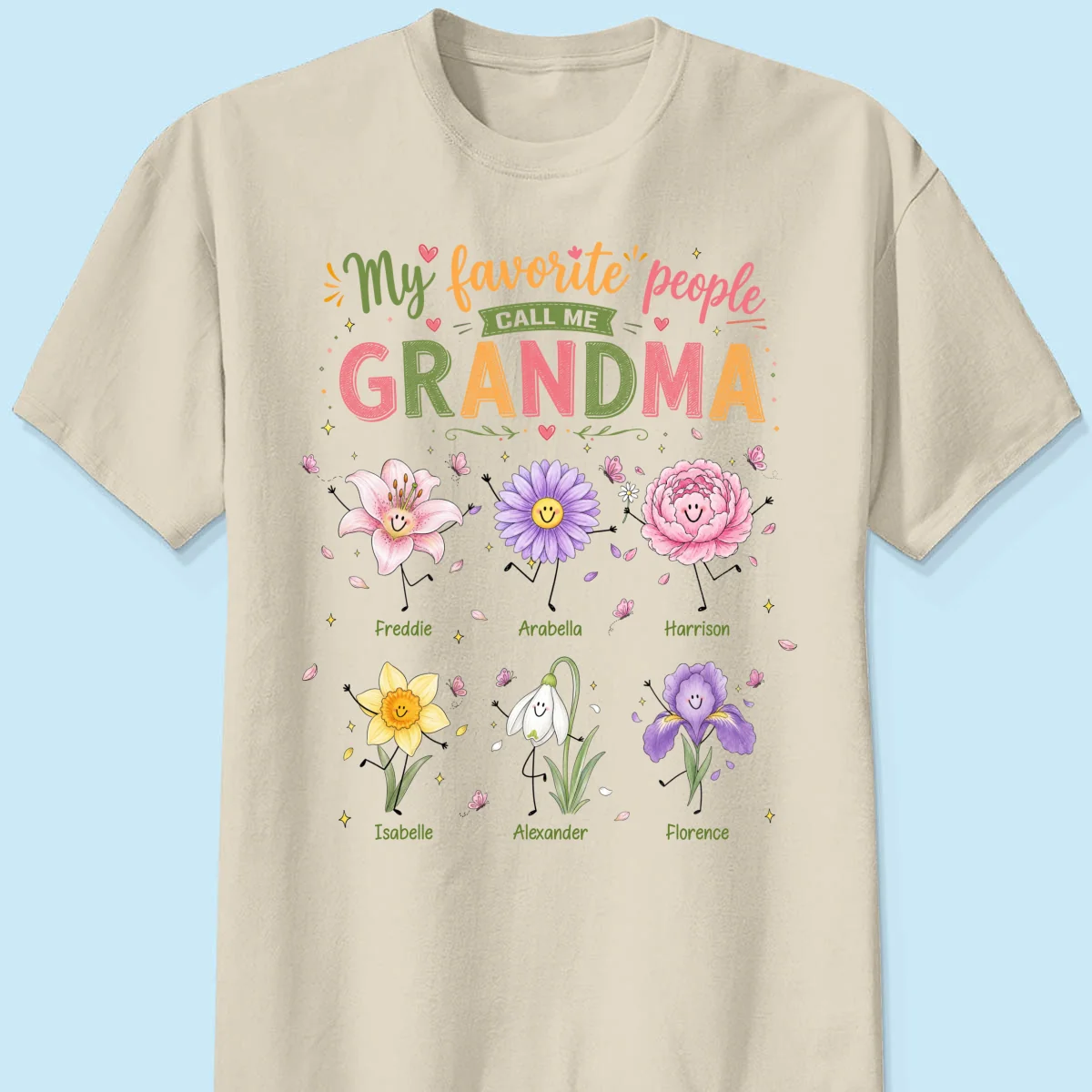 My Favorite People Call Me Grandma Cute Doodle Birth Month Flower - Personalized Shirt - Heartfelt Gift For Grandma, Mom - Image 7