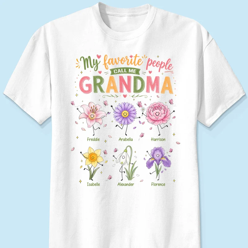 My Favorite People Call Me Grandma Cute Doodle Birth Month Flower - Personalized Shirt - Heartfelt Gift For Grandma, Mom - Image 8