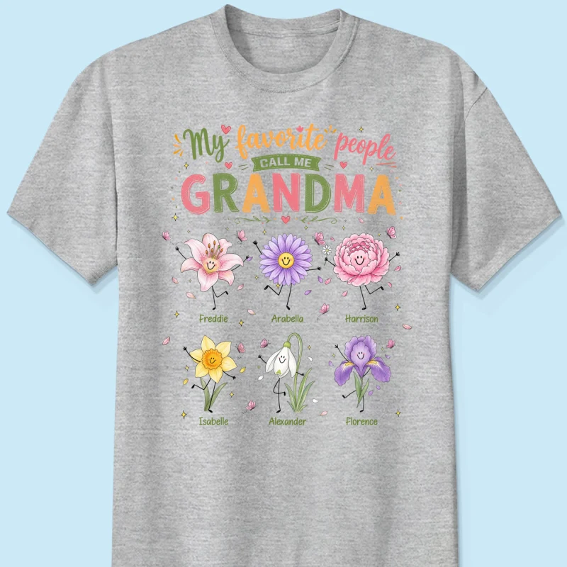 My Favorite People Call Me Grandma Cute Doodle Birth Month Flower - Personalized Shirt - Heartfelt Gift For Grandma, Mom - Image 9