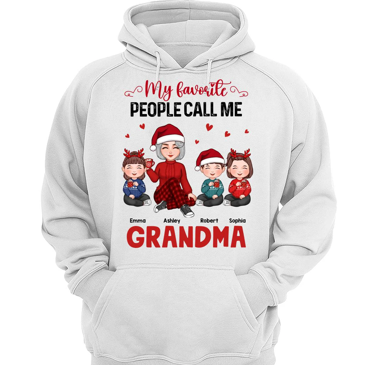 My Favorite People Call Me Grandma Cute Grandma And Kids Sitting Christmas Personalized Shirt - Image 3