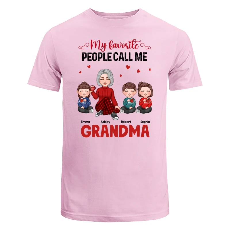 My Favorite People Call Me Grandma Cute Grandma And Kids Sitting Christmas Personalized Shirt - Image 7