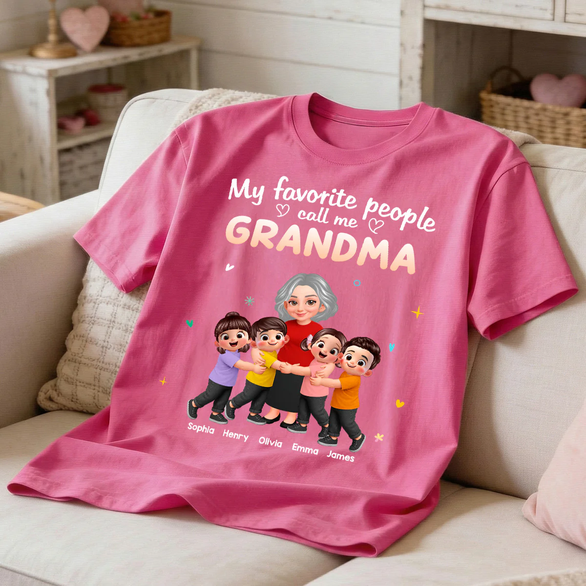 My Favorite People Call Me Grandma Happy Grandma Grandkids - Personalized Shirt - Gift For Grandma - Image 3