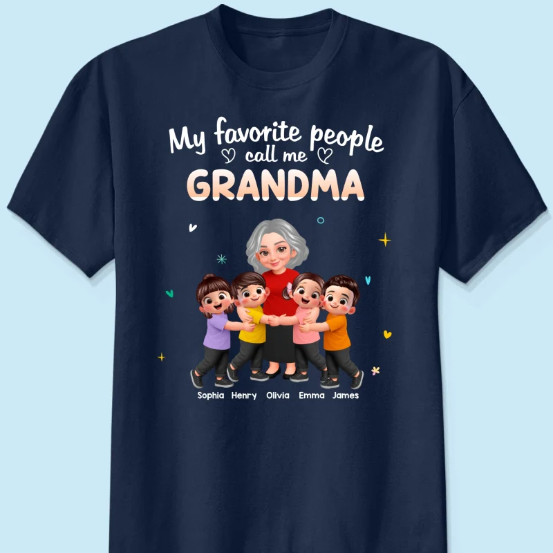 My Favorite People Call Me Grandma Happy Grandma Grandkids - Personalized Shirt - Gift For Grandma - Image 9