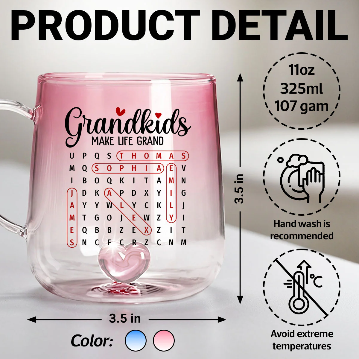 My Favorite People Call Me Grandma - Personalized Glass Mug - Mother's Day Gift for Mom, Grandma - Image 8