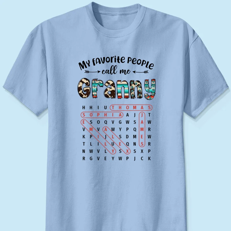 My Favorite People Call Me Grandma Western Cowhide Pattern Word Search Puzzle - Personalized Shirt - Gift For Grandma Mom - Image 14