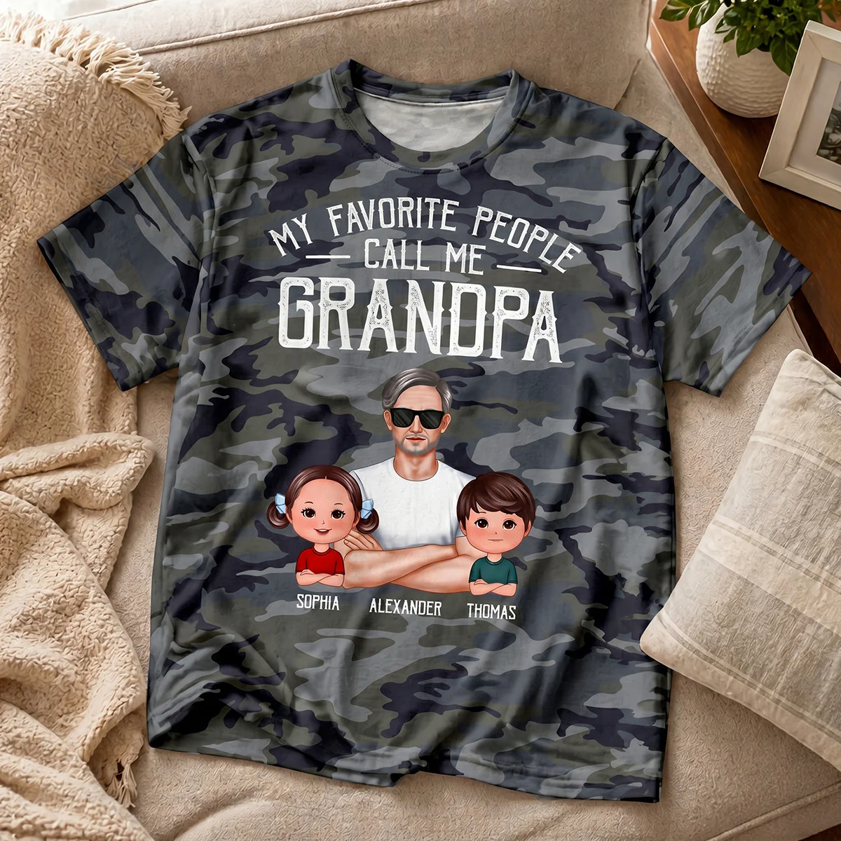 My Favorite People Call Me Grandpa Camo Pattern - Personalized Shirt - Father's Day Gift For Husband, Dad, Grandpa