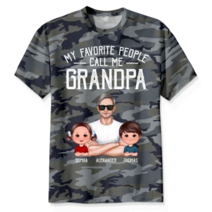 My Favorite People Call Me Grandpa Camo Pattern - Personalized Shirt - Father's Day Gift For Husband, Dad, Grandpa - Image 6