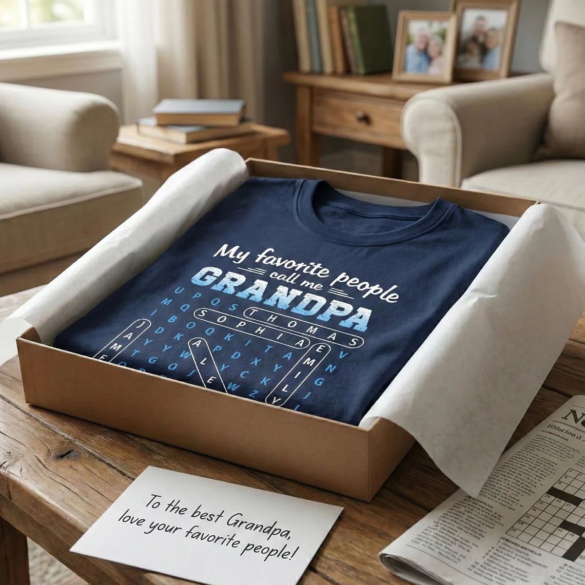 My Favorite People Call Me Grandpa Dad Word Search Puzzle - Personalized Shirt - Gift For Grandpa, Dad - Image 3