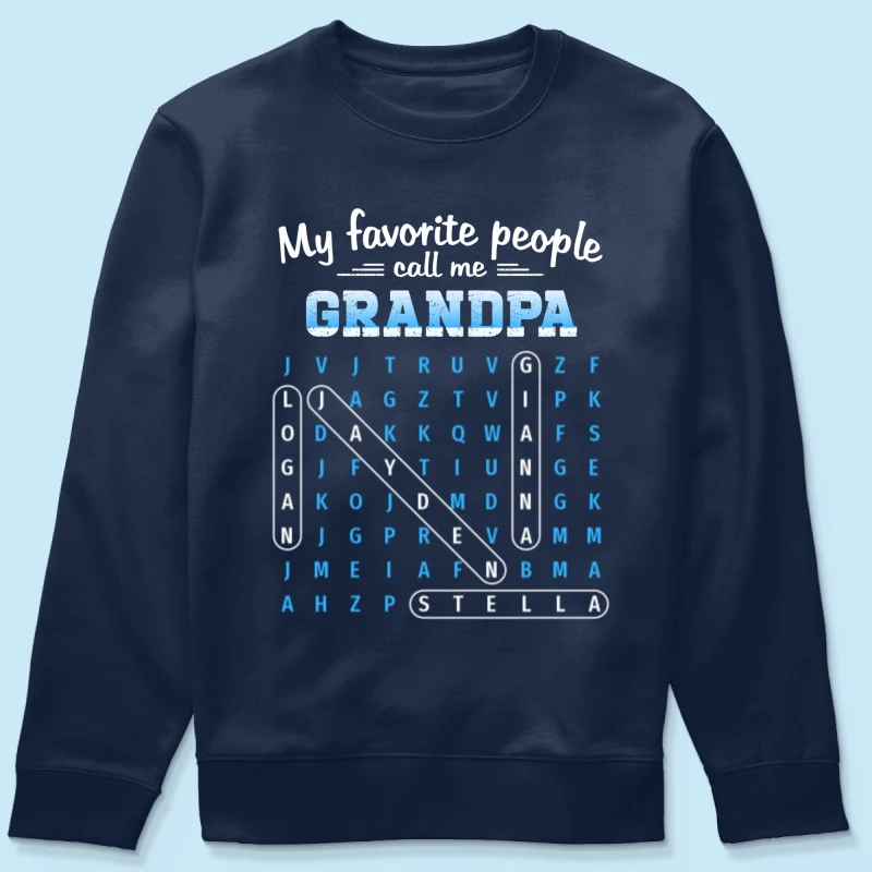 My Favorite People Call Me Grandpa Dad Word Search Puzzle - Personalized Shirt - Gift For Grandpa, Dad - Image 32