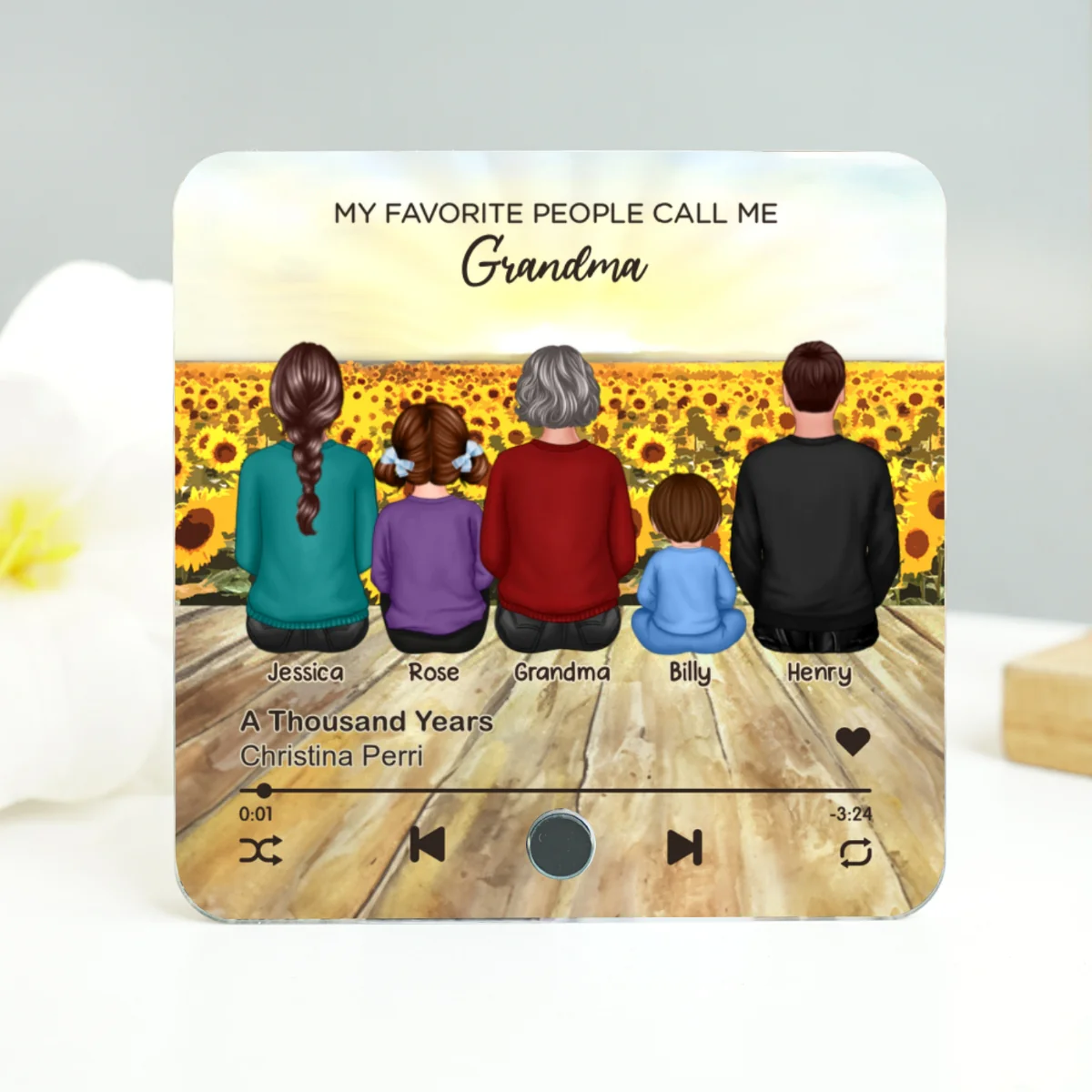 My Favorite People Call Me Nana Sunflower Field Personalized Music Fridge Magnet, Perfect Gift For Nana, Grandma - Image 10
