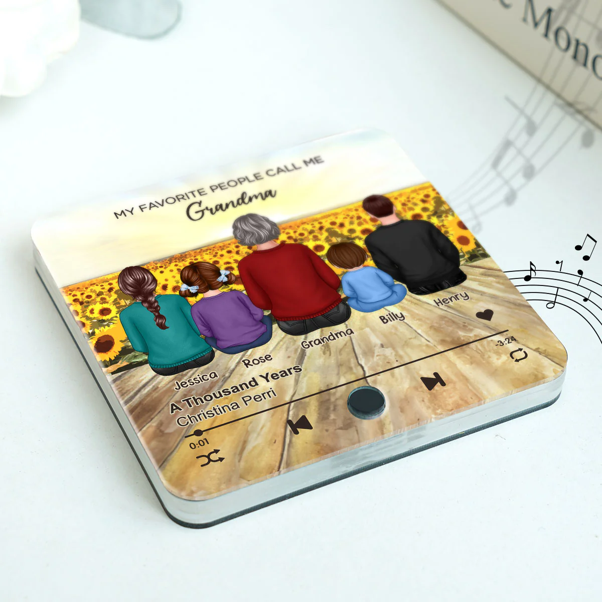 My Favorite People Call Me Nana Sunflower Field Personalized Music Fridge Magnet, Perfect Gift For Nana, Grandma - Image 3