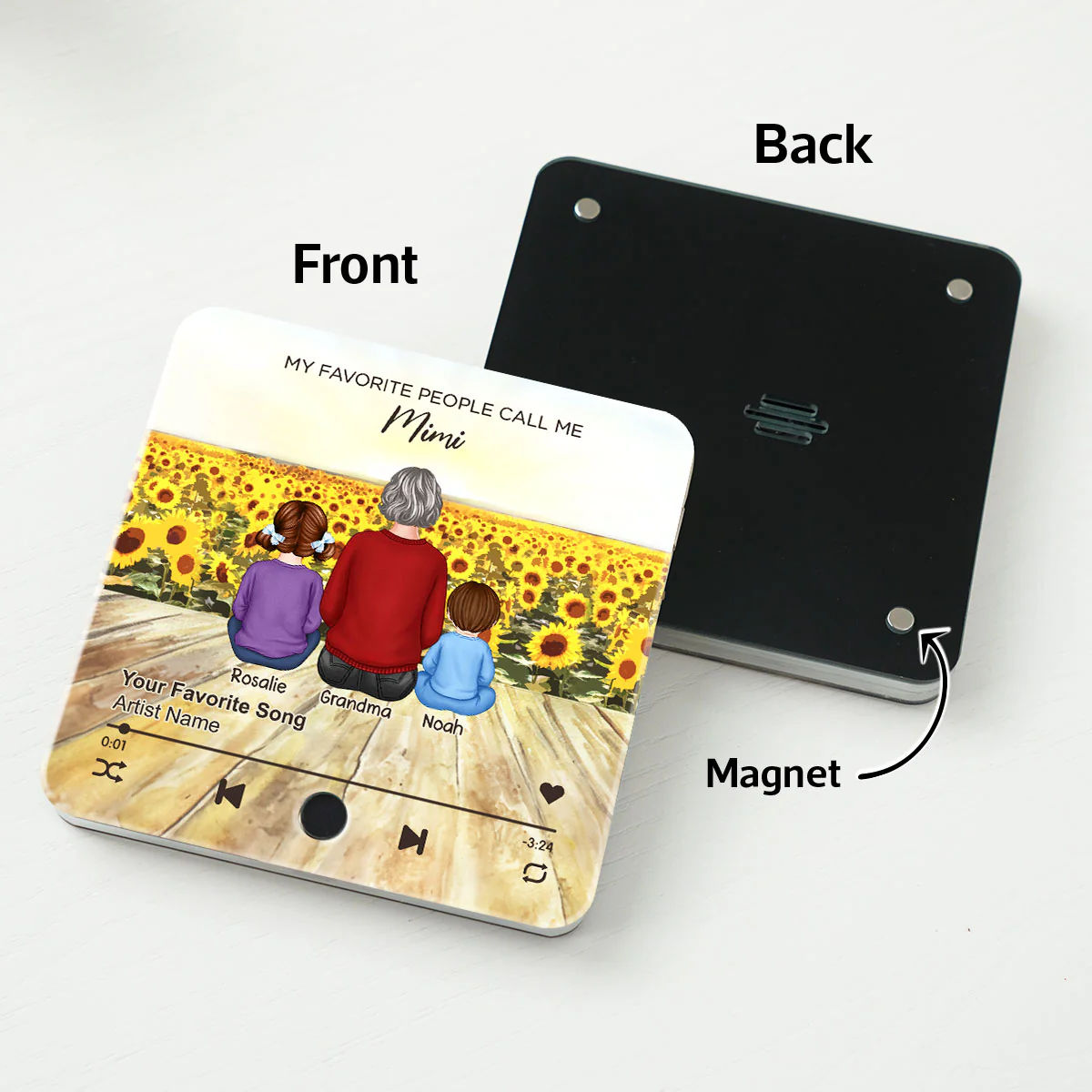 My Favorite People Call Me Nana Sunflower Field Personalized Music Fridge Magnet, Perfect Gift For Nana, Grandma - Image 5