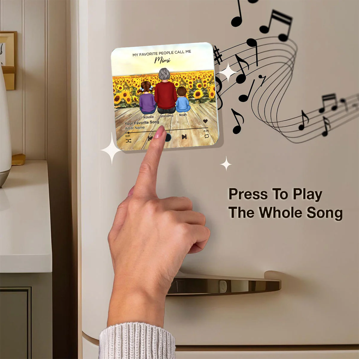 My Favorite People Call Me Nana Sunflower Field Personalized Music Fridge Magnet, Perfect Gift For Nana, Grandma - Image 6