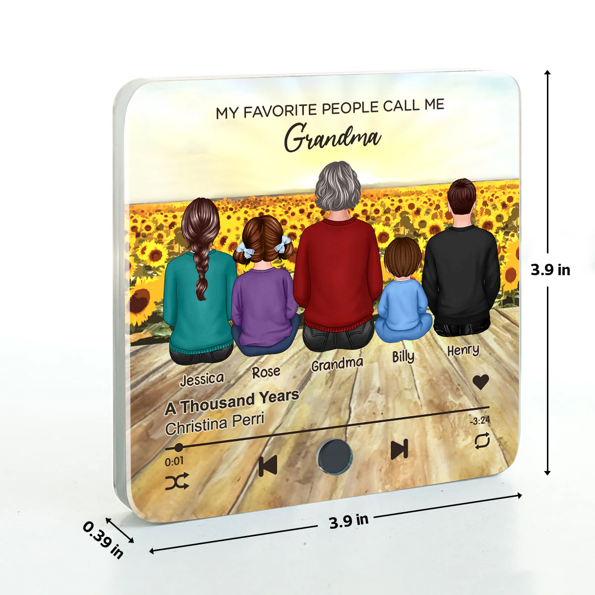 My Favorite People Call Me Nana Sunflower Field Personalized Music Fridge Magnet, Perfect Gift For Nana, Grandma - Image 8
