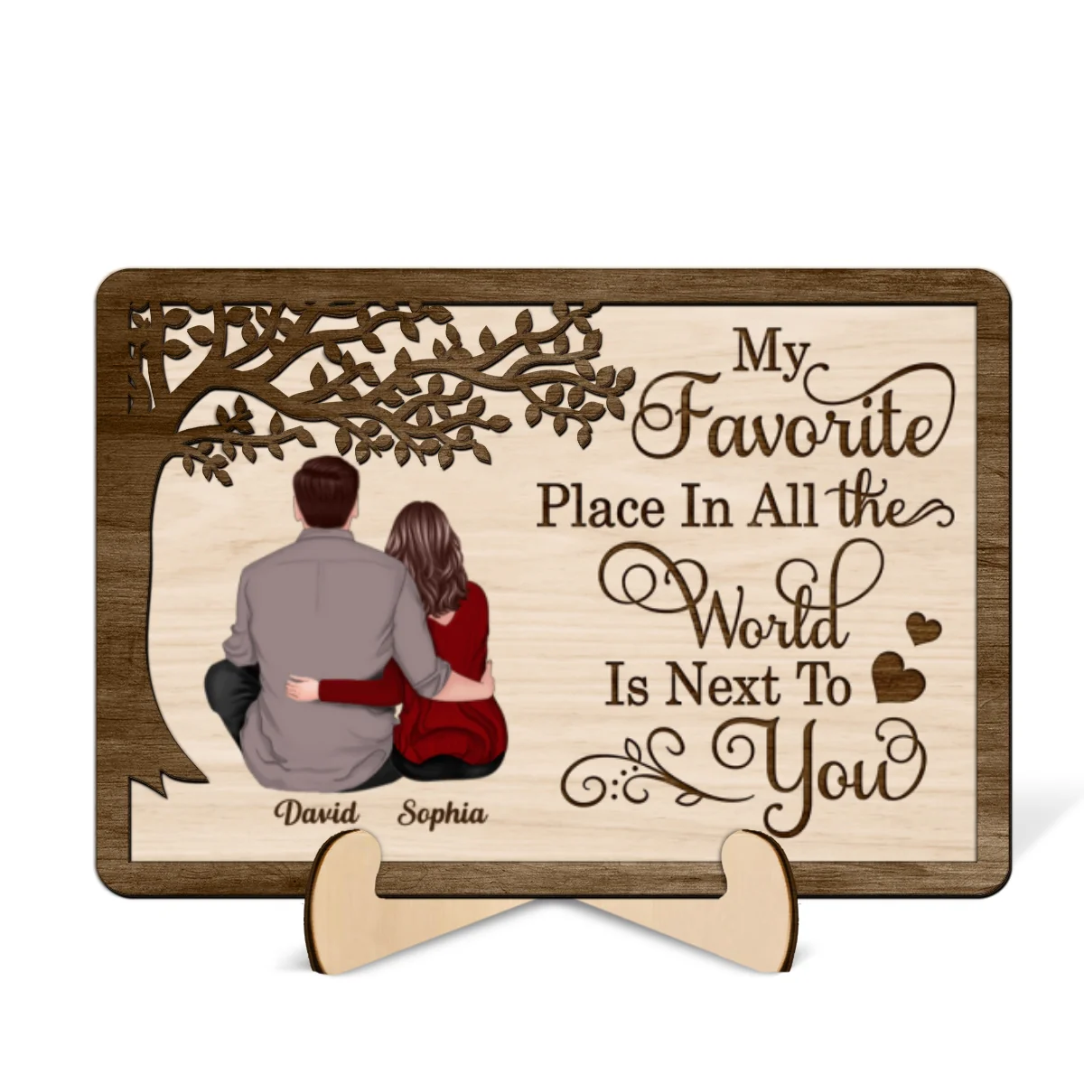 My Favorite Place Couple Personalized 2-Layered Wooden Plaque - Image 7