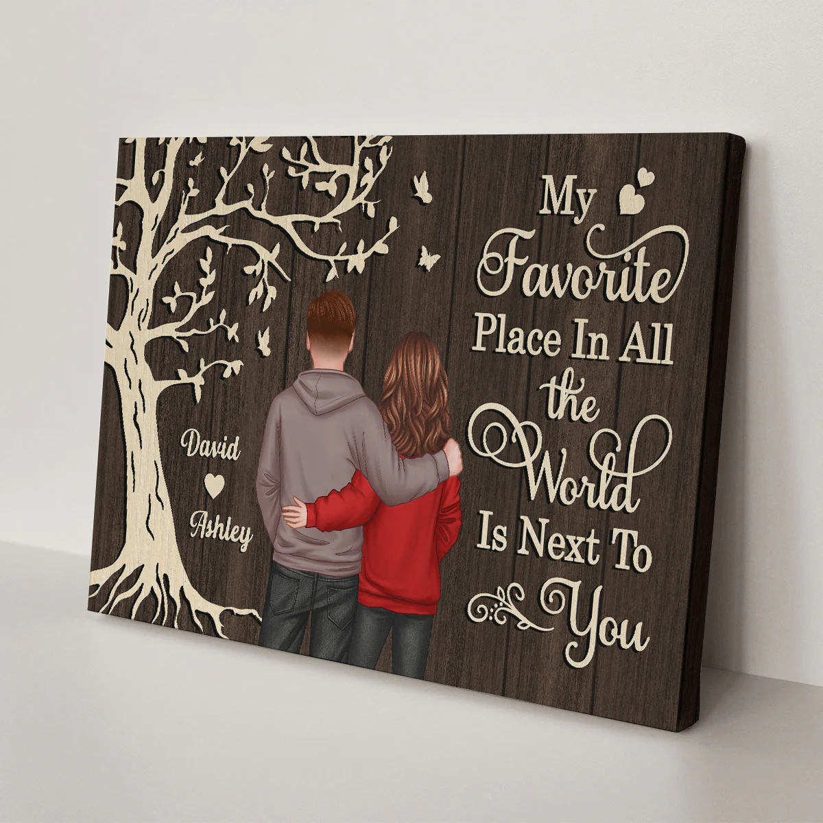 My Favorite Place in All the World Couple Tree - Personalized Canvas - Gift for him, Gift for her - Image 3