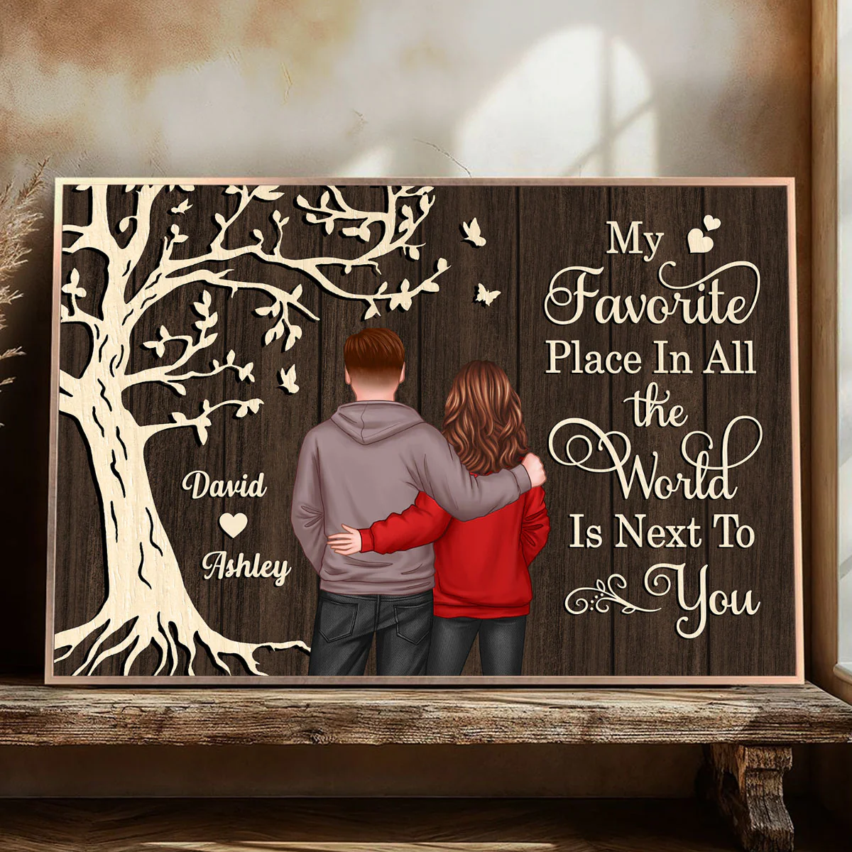 My Favorite Place in All the World Couple Tree - Personalized Canvas - Gift for him, Gift for her - Image 5