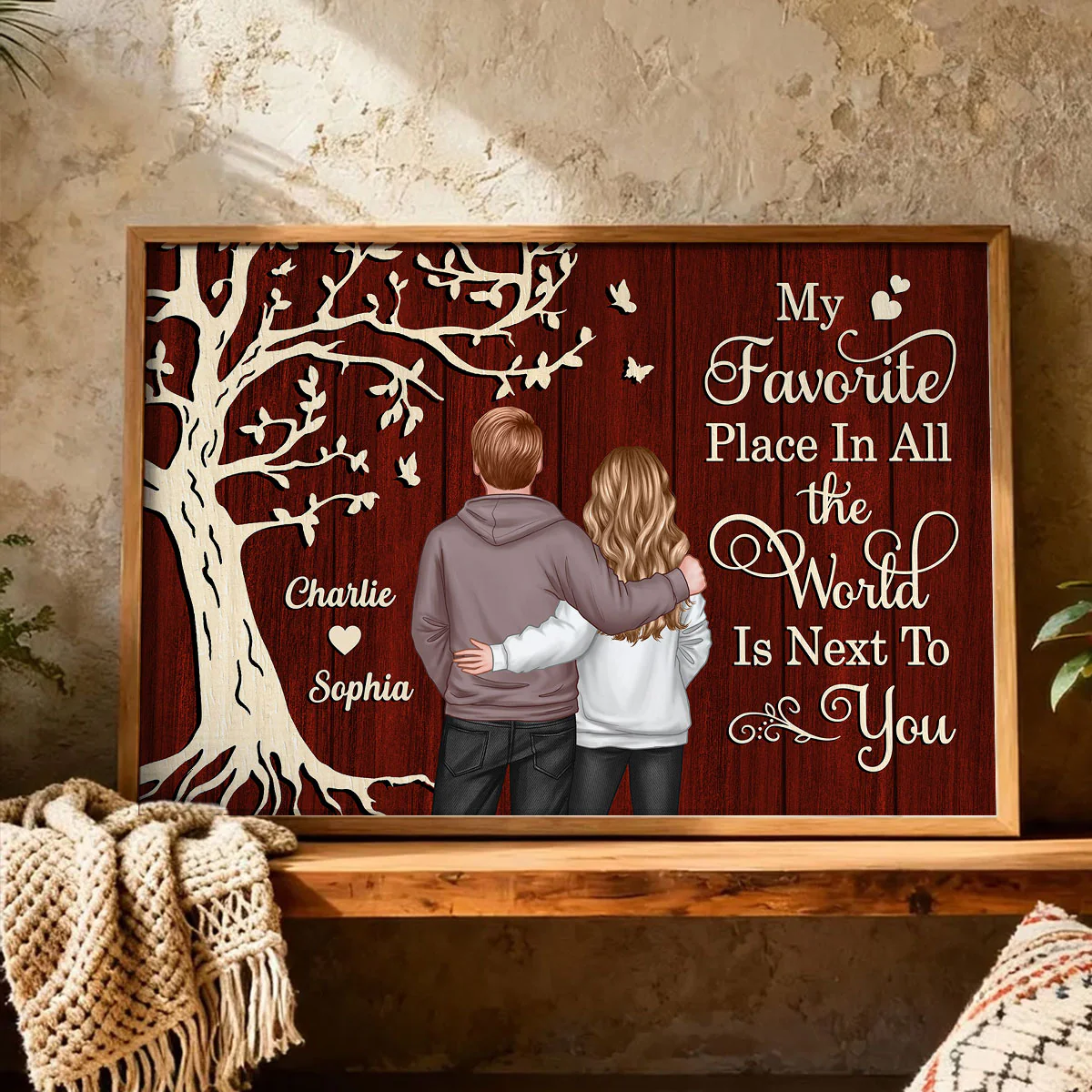 My Favorite Place in All the World Couple Tree - Personalized Canvas - Gift for him, Gift for her - Image 6