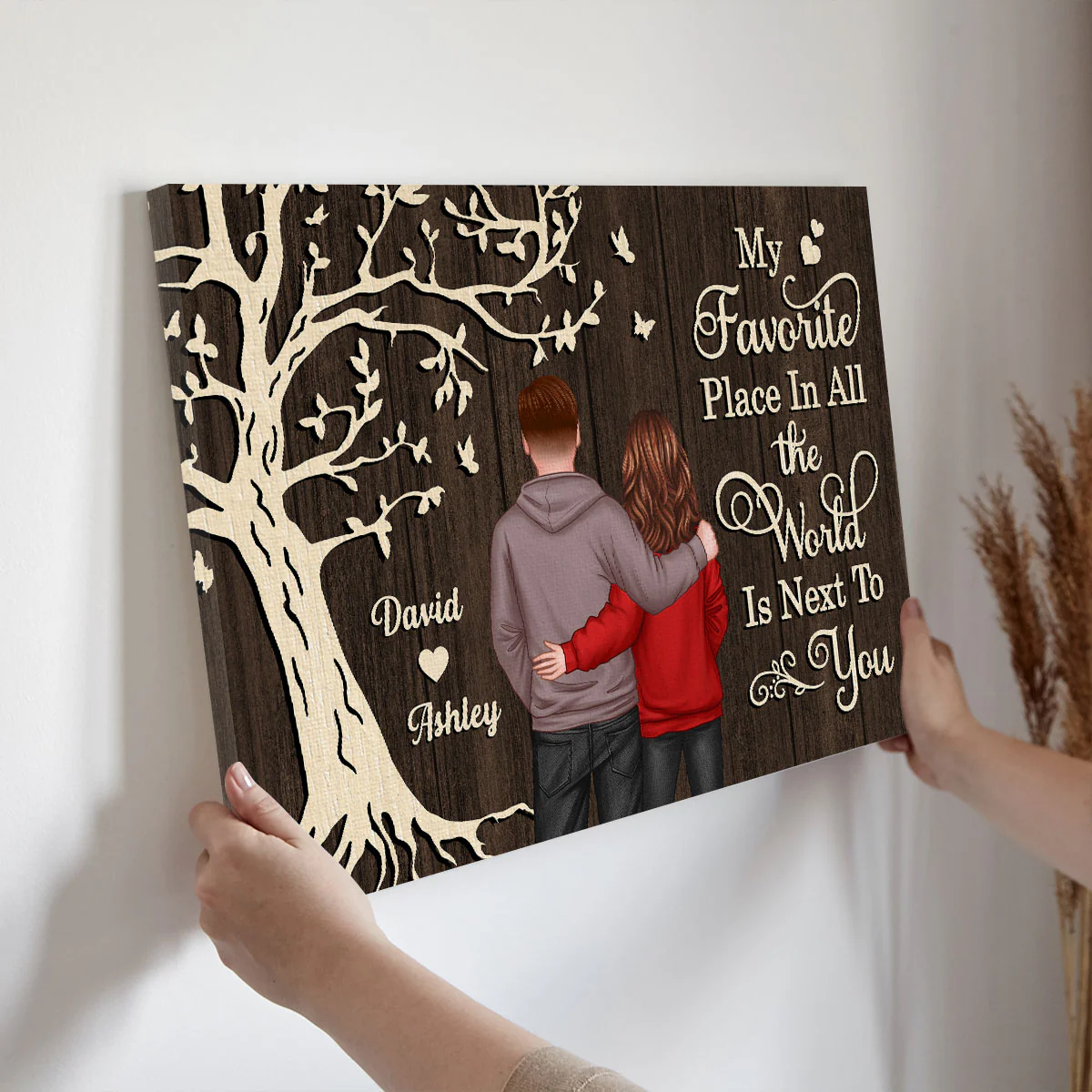 My Favorite Place in All the World Couple Tree - Personalized Canvas - Gift for him, Gift for her - Image 7