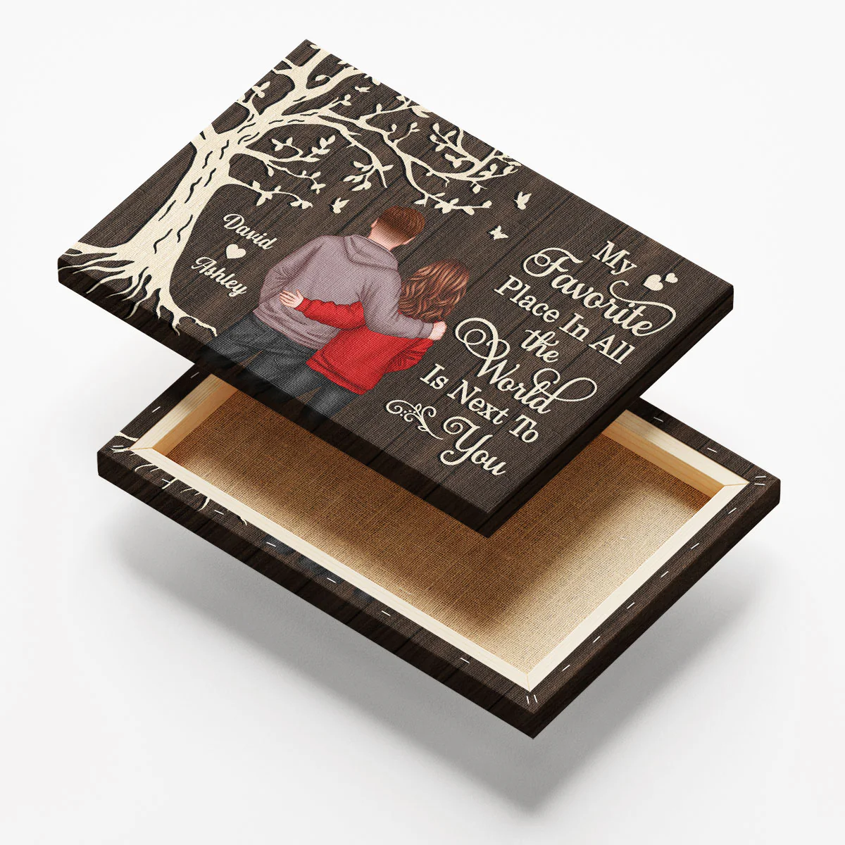 My Favorite Place in All the World Couple Tree - Personalized Canvas - Gift for him, Gift for her - Image 8