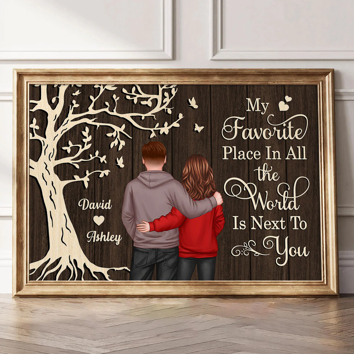 My Favorite Place in All the World Couple Tree - Personalized Canvas - Gift for him, Gift for her - Image 9