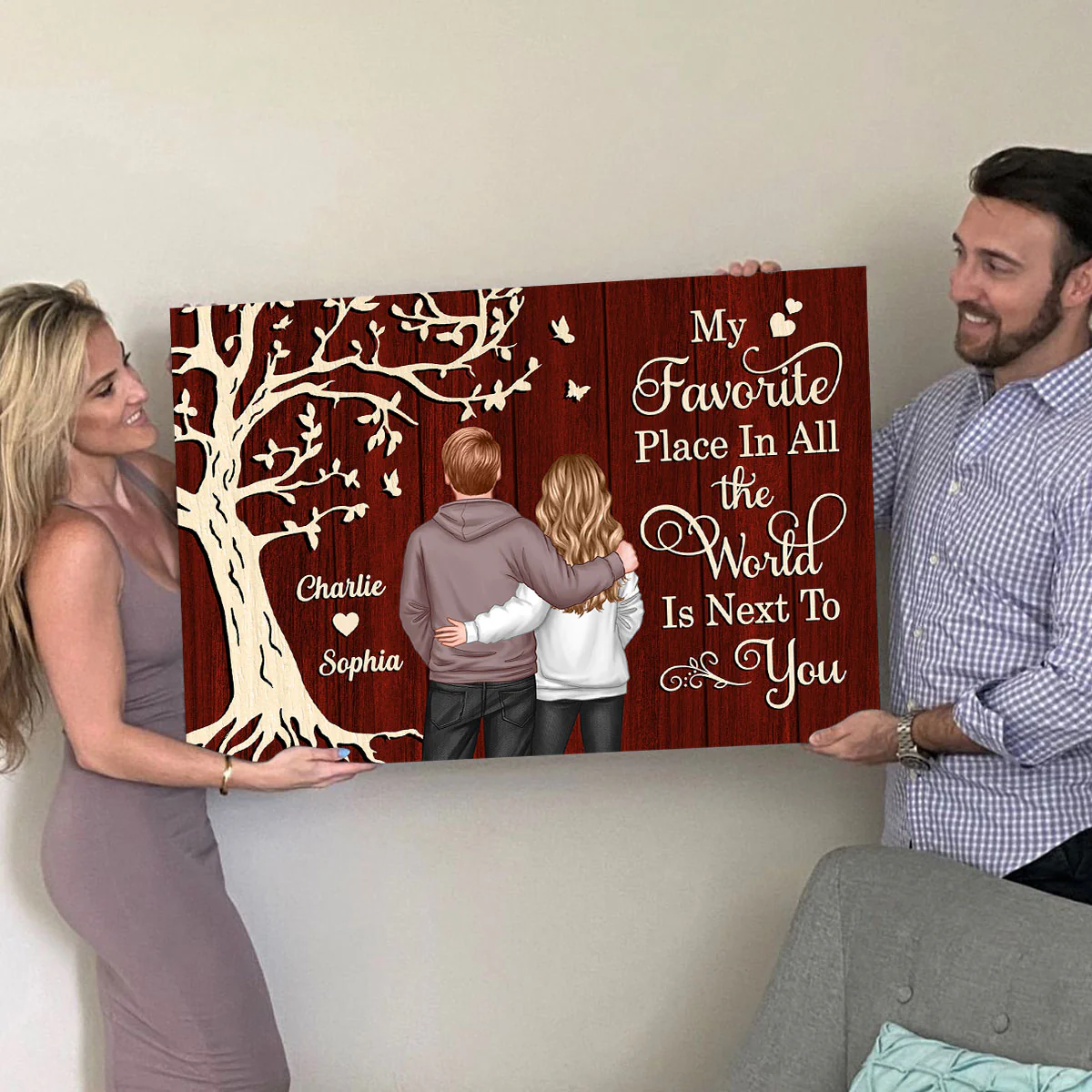My Favorite Place in All the World Couple Tree - Personalized Poster - Gift for him, Gift for her - Image 10