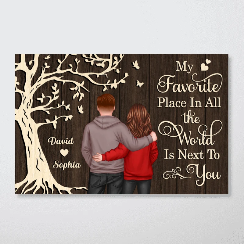 My Favorite Place in All the World Couple Tree - Personalized Poster - Gift for him, Gift for her - Image 14