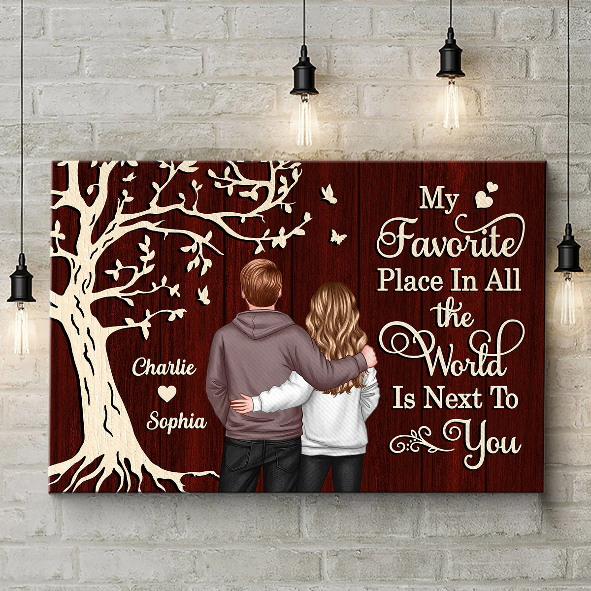 My Favorite Place in All the World Couple Tree - Personalized Poster - Gift for him, Gift for her - Image 3
