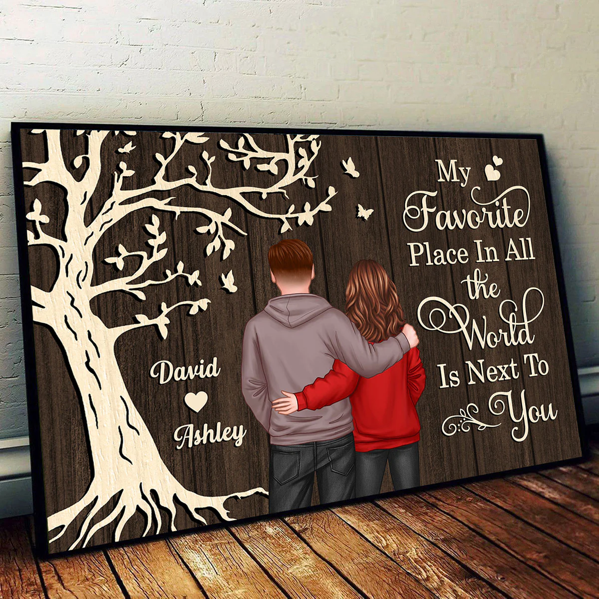 My Favorite Place in All the World Couple Tree - Personalized Poster - Gift for him, Gift for her - Image 6